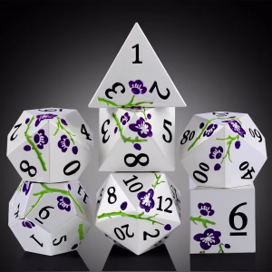 Solid Metal Silver with Purple Sakura Dice