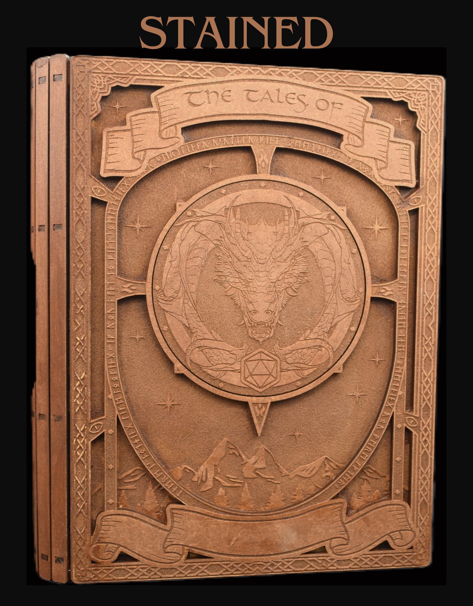 Mystical Tome: Dragon Engraved Wooden Dice Storage Box - Image 4