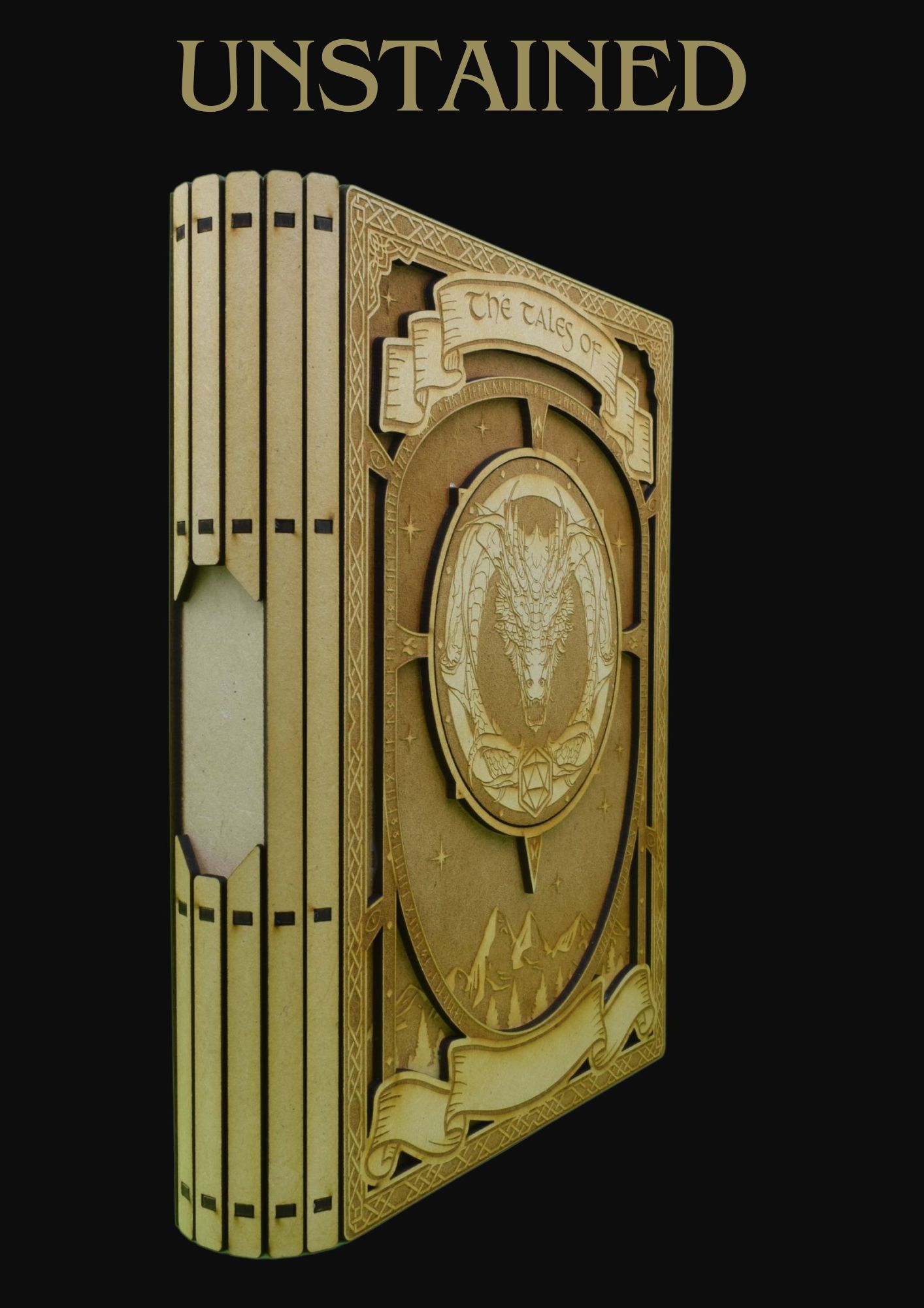 Mystical Tome: Dragon Engraved Wooden Dice Storage Box - Image 2