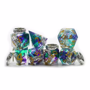Sharp Edged Twilight Grove with Silver Ring Dice