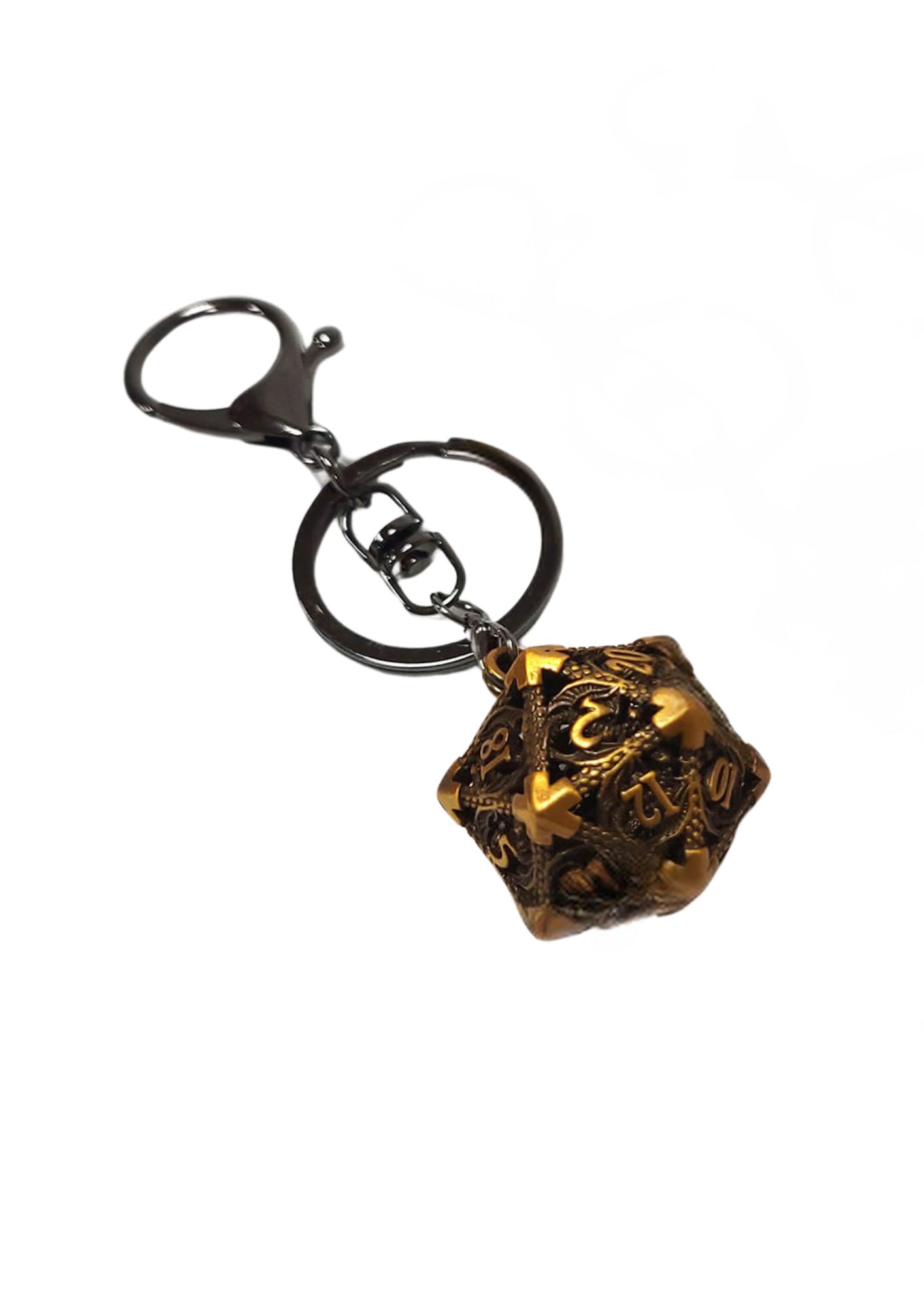 Dicekeepers D20 Dragon Talisman Keyring/Necklace in Antique Gold