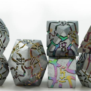 Prism Matte Silver Cracked Metal Dice