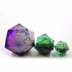 50mm Oversize D20 Chonk Black and Purple Liquid Core