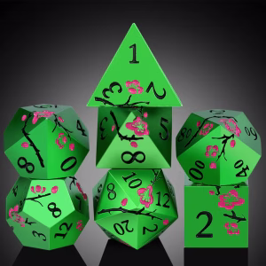 Solid Metal Green Sakura Dice