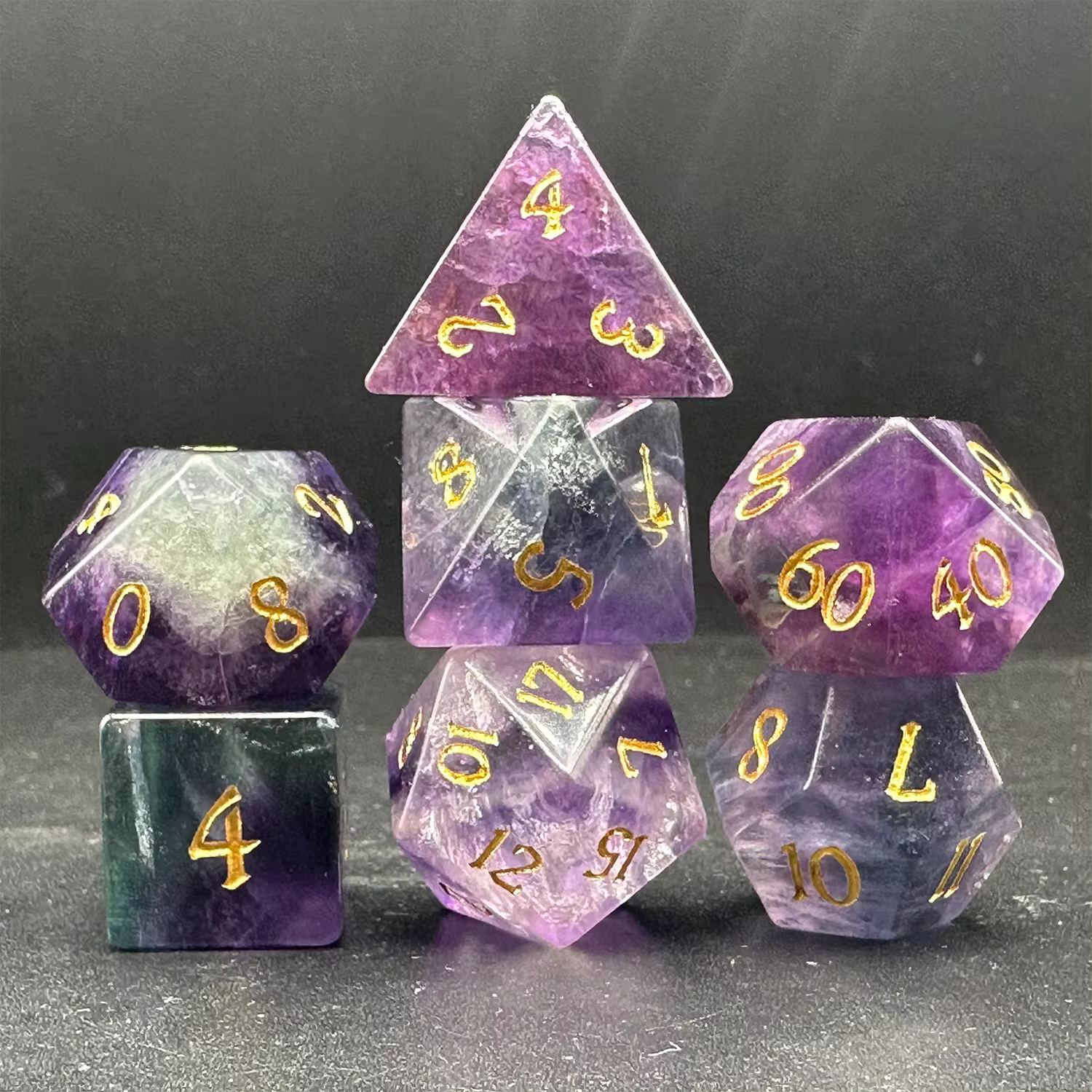 Rainbow Fluorite Dice