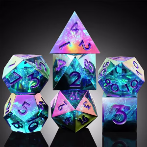 Cyan Chromatic Prism Sharp Edged Dice