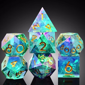 Green Chromatic Prism Sharp Edged Dice