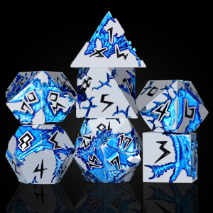 Blue Glacier Dragon Dice with Black Numbers