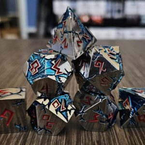 Blue Glacier Dragon Dice with Red Numbers