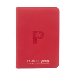 Palms Off Gaming - Collector's Series Top Loader Zip Binder- 9 pocket - 216 slots - CLEAR - Red