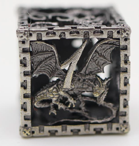 Hollow Metal Ancient Silver Dragon Dice