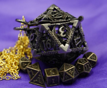 Antique Silver D20 Dragon Necklace