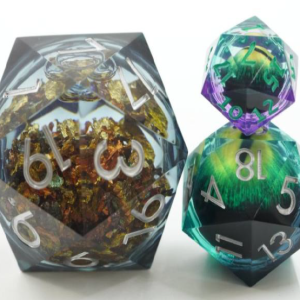 50mm Oversize D20 Chonk Black with Gold Foil Flakes Liquid Core