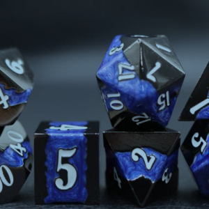 Solid Metal Blue Swirl Dice