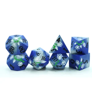 Solid Metal Blue with White Flowers