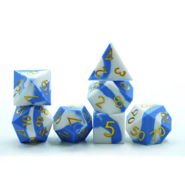 Blue and White Silicone Dice