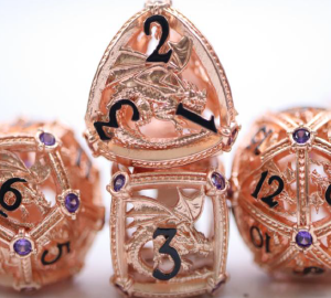 Hollow Metal Copper Dragon with Violet Gem