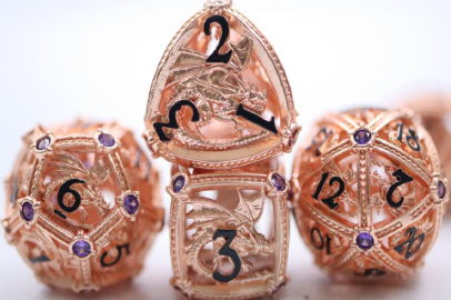 Hollow Metal Copper Dragon with Violet Gem