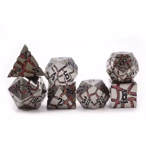 Cracked Antique Silver with Red Mica Metal Dice