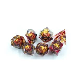 Fire Skull Eyeball Sharp Edged Liquid Core Dice