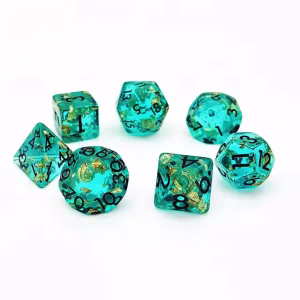 Green and Gold Foil Dice Set