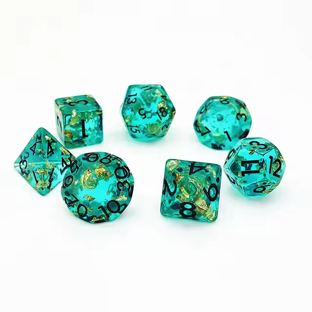 Green and Gold Foil Dice Set