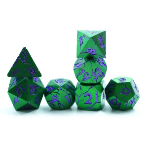 Cracked Green & Purple Metal Dice