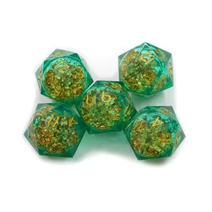 50mm Oversize D20 Chonk Green Gold Foil Liquid Core