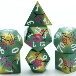 Solid Metal Green with Hot Pink Flowers