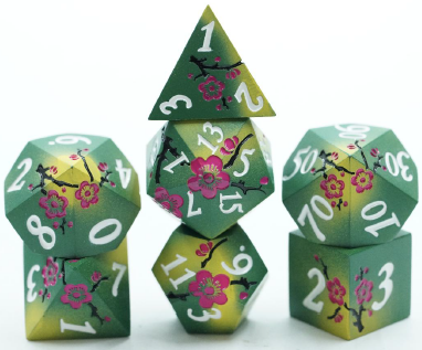 Solid Metal Green with Hot Pink Flowers