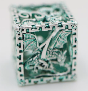 Hollow Metal Verdigris Dragon Dice
