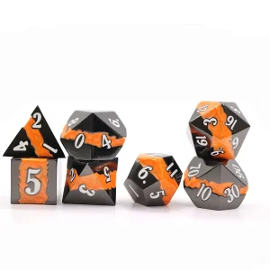 Solid Metal Orange Swirl Dice