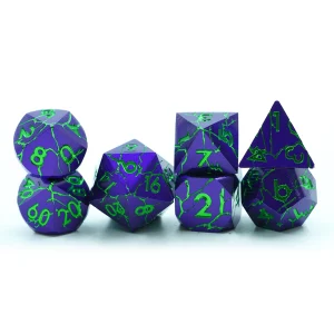 Cracked Purple & Green Metal Dice