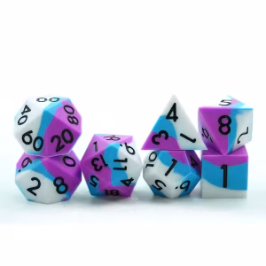 Purple, Blue and White Silicone Dice