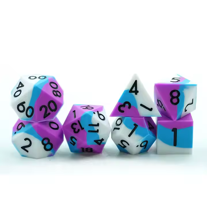 Purple, Blue and White Silicone Dice