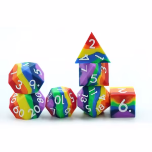 Rainbow Silicone Dice with White Numbers