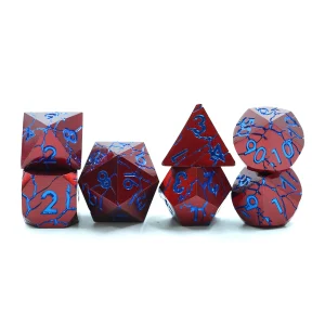 Cracked Red & Blue Metal Dice