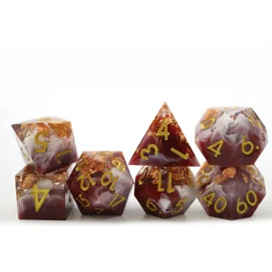 Sharp Edged Red and White with Copper Foil Dice
