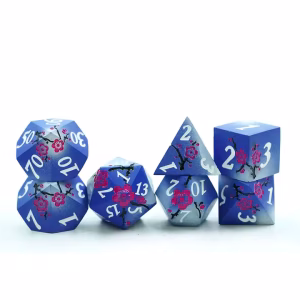 Solid Metal Blue with Hot Pink Flowers