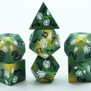 Solid Metal Green with White Flowers
