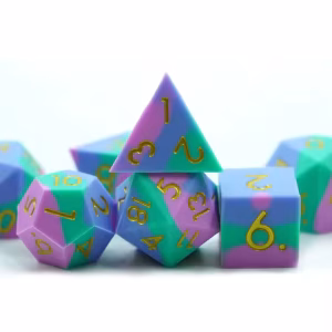 Pink, Green and Blue Silicone Dice