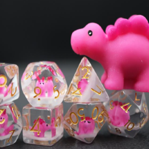 Pink Stegosaurus Novelty Dice Set