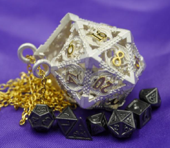 Silver D20 Dragon Necklace