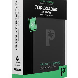 Palms Off Gaming - Collector's Series Top Loader Zip Binder- 4 pocket - 128 slots - CLEAR - Black