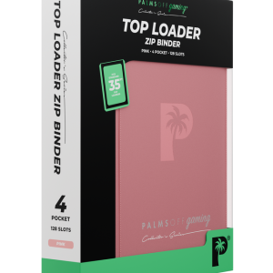 Palms Off Gaming - Collector's Series Top Loader Zip Binder- 4 pocket - 128 slots - CLEAR - Pink