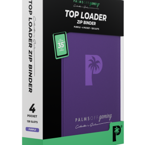 Palms Off Gaming - Collector's Series Top Loader Zip Binder- 4 pocket - 128 slots - CLEAR - Purple