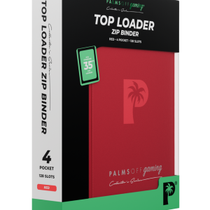 Palms Off Gaming - Collector's Series Top Loader Zip Binder- 4 pocket - 128 slots - CLEAR - Red
