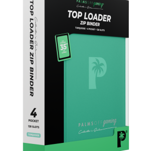 Palms Off Gaming - Collector's Series Top Loader Zip Binder- 4 pocket - 128 slots - CLEAR - Turquoise