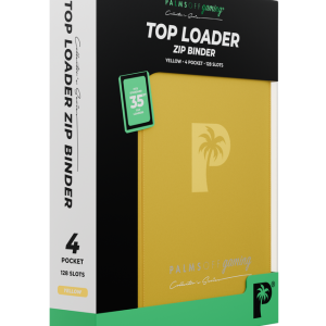 Palms Off Gaming - Collector's Series Top Loader Zip Binder- 4 pocket - 128 slots - CLEAR - Yellow