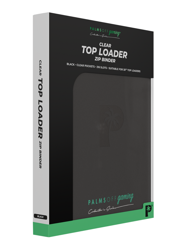 Palms Off Gaming - Collector's Series Top Loader Zip Binder - 9 pocket - 216 slots - CLEAR - Black